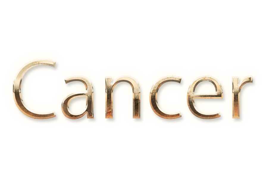 zodiac sign word CANCER gold text typography PNG images free